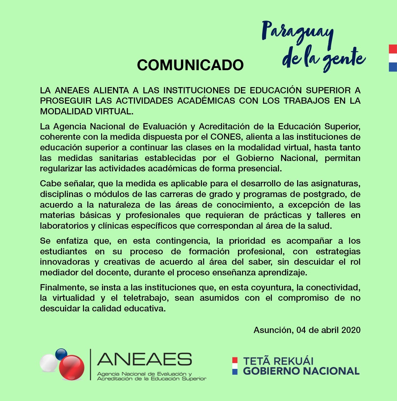 Comunicado ANEAES