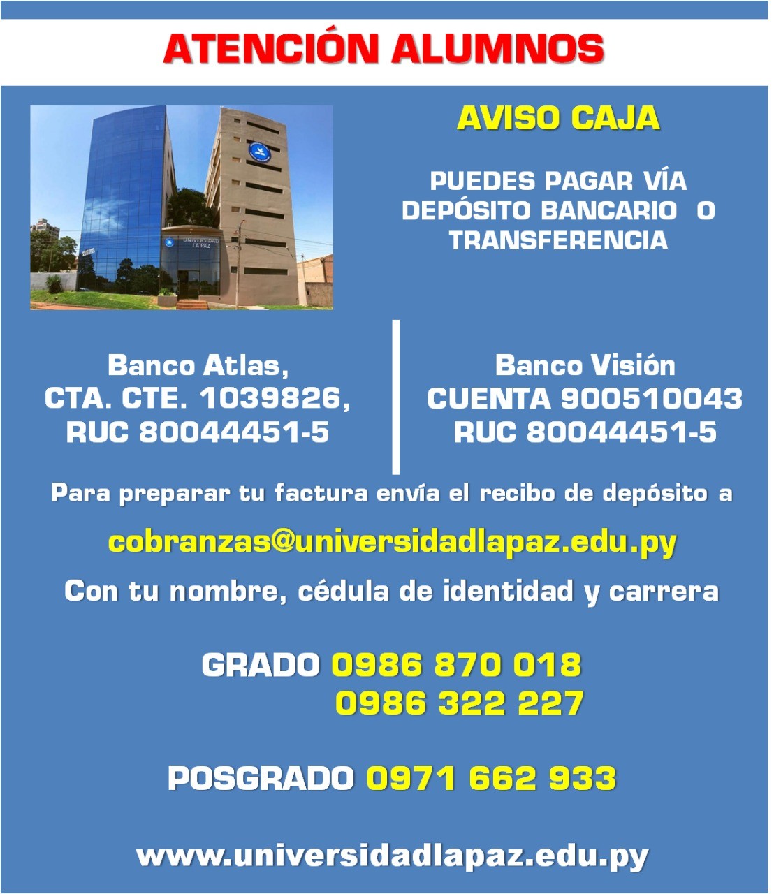 Aviso Atención Caja