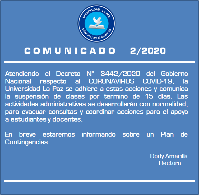 Comunicado Suspensión Actividades Académicas por 15 días